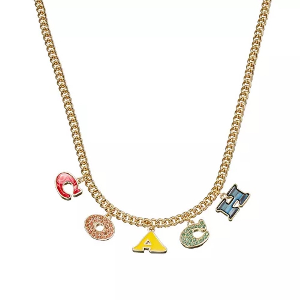 NWT Coach Colorful Letter Charm Necklace - Picture 2 of 4